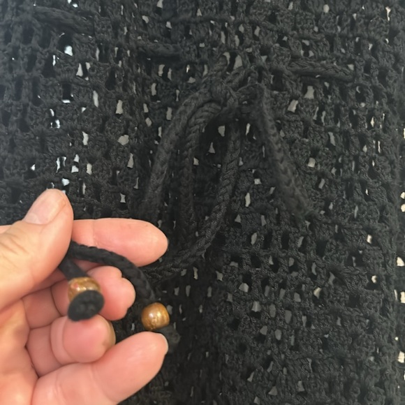 Black Open Crochet Knit Cover up or Dress-M - Picture 9 of 10